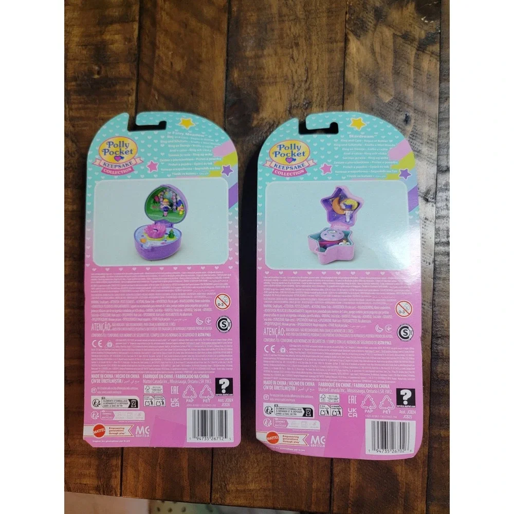 Polly Pocket Keepsake Collection Fairy Meadow Stardream Ring Kids Purple New 2pk